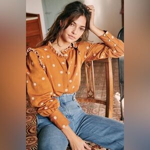 Sezane Brown Floral Blouse